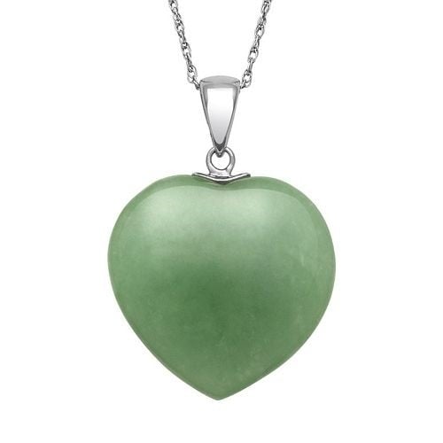 Sterling Silver Natural Jade Heart Necklace