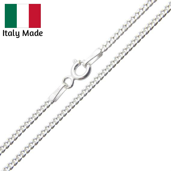 Solid Sterling Silver Curb Chain Necklace 925 Stamped Sterling Silver - 16 Inches