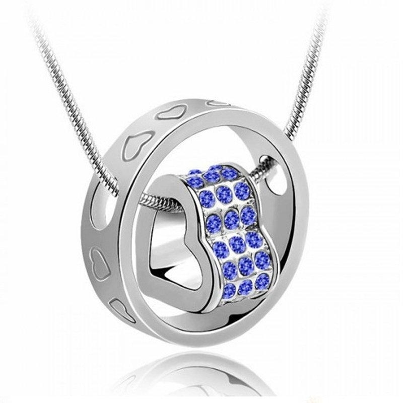 Women's CZ Heart Ring Pendant Necklace Heart Necklace