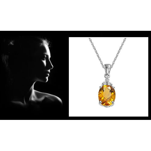 Sterling Silver Semi-Precious Yellow Citrine Diamond Accent Drop Pendant Necklace Jewelry For Women