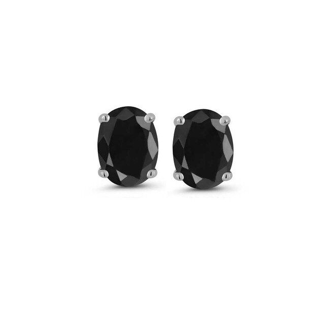 3.44 CTTW Round Oval Halo Stud Earrings Cubic Zirconia - Black Onyx