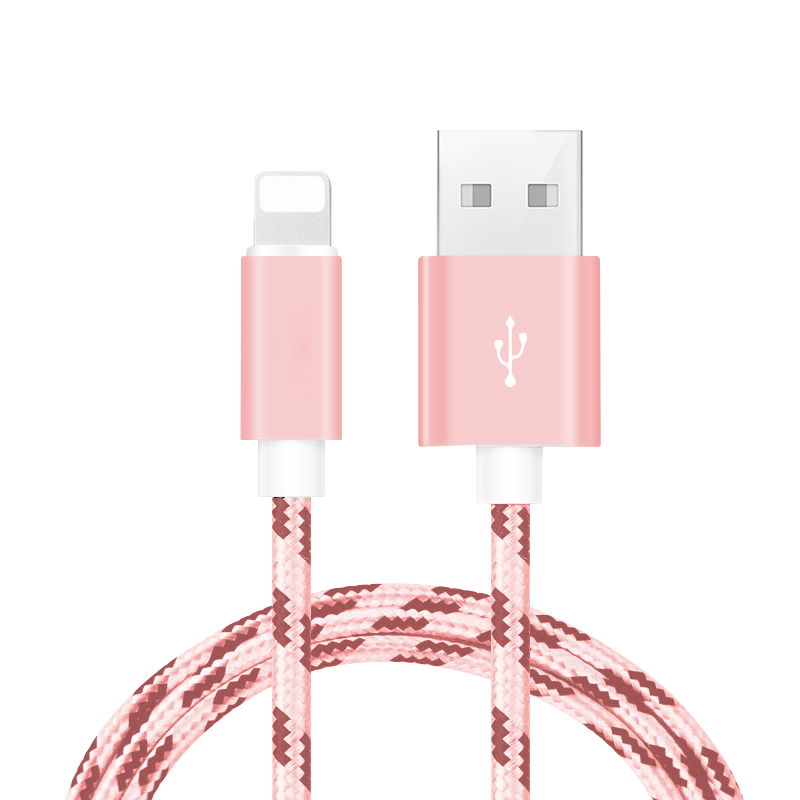 3-Pack: 10-ft. Durable Braided USB Charger Cord Cable For Apple IPhone 6, 7, 8 - Camo Pink