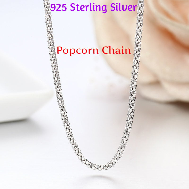 Solid Italian Diamond Cut Sterling Silver Popcorn Chain In Sterling Silver - 24 Inches
