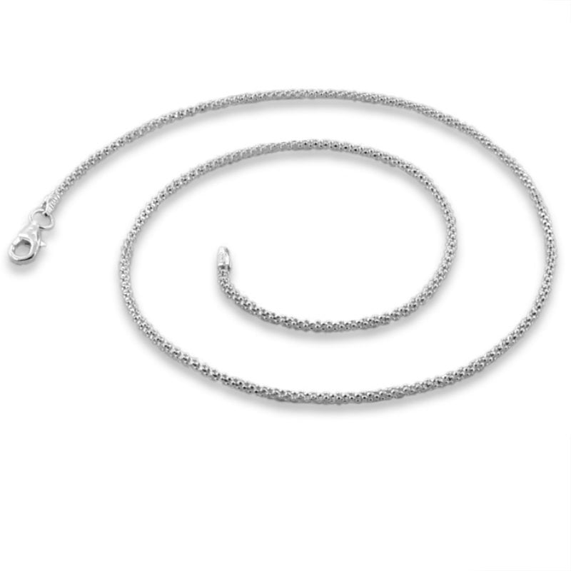 Solid Italian Diamond Cut Sterling Silver Popcorn Chain In Sterling Silver - 30 Inches