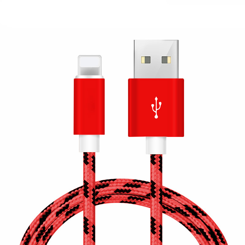 10 FT USB Cable 8 Pin Charger Heavy Duty Braided Charger For Apple IPhone - 1 Pack, Camo Red