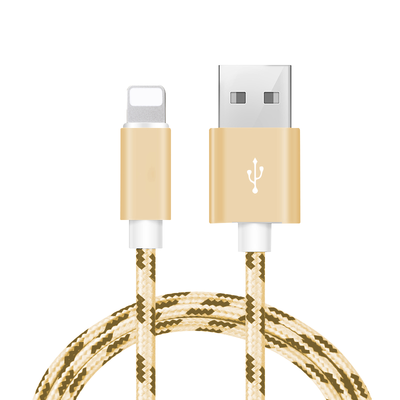 10 FT USB Cable 8 Pin Charger Heavy Duty Braided Charger For Apple IPhone - 2 Pack, Camo Gold