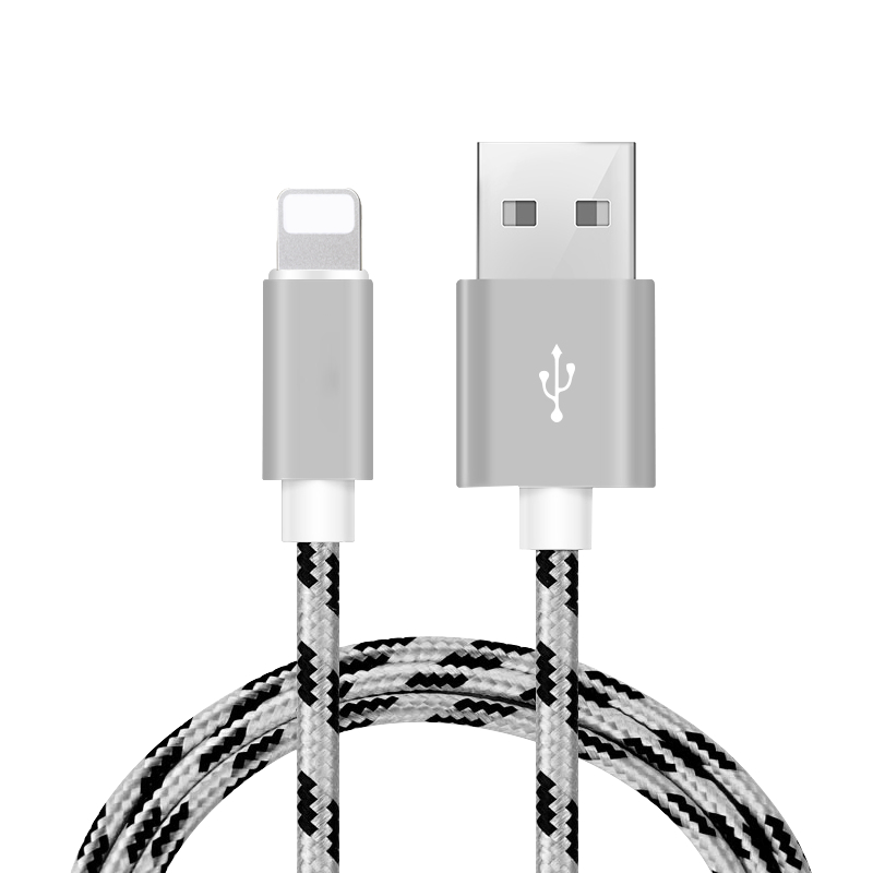 10 FT USB Cable 8 Pin Charger Heavy Duty Braided Charger For Apple IPhone - 4 Pack, Camo Silver