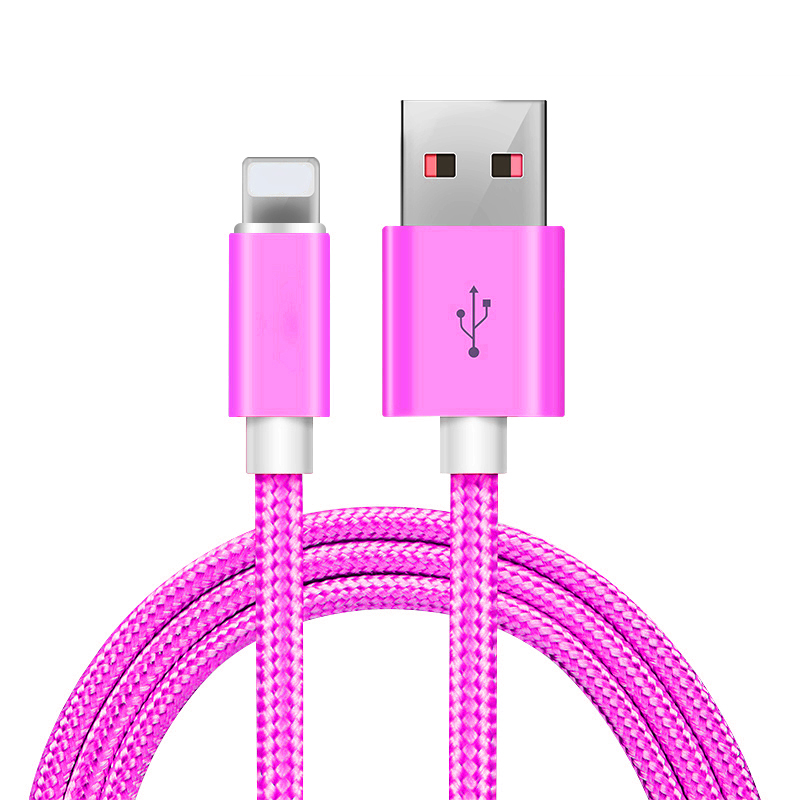3-Pack: 10-ft. Durable Braided USB Charger Cord Cable For Apple IPhone 6, 7, 8 - Rose Red