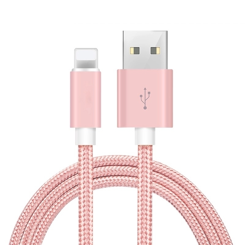 6 FT Heavy Duty Braided 8 Pin USB Charger Cable Cord For Apple IPhone - Pink, 3