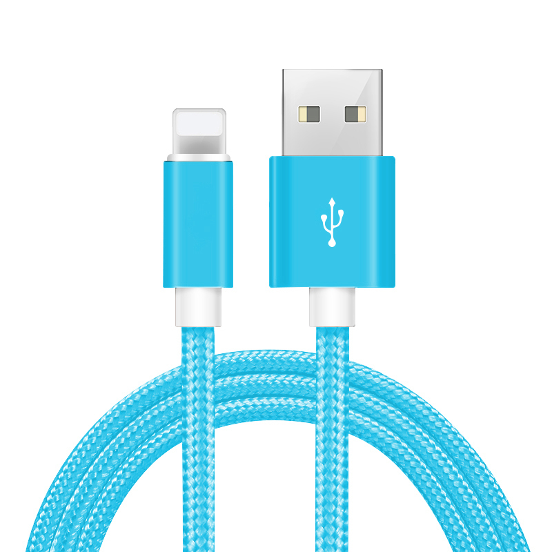 6 FT Heavy Duty Braided 8 Pin USB Charger Cable Cord For Apple IPhone - Blue, 2