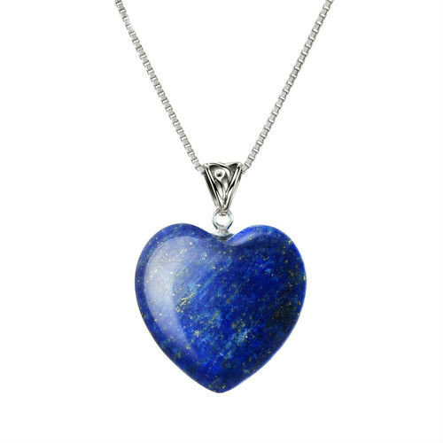 Sterling Silver Plated Stone Heart Pendant Necklace - Watermelon