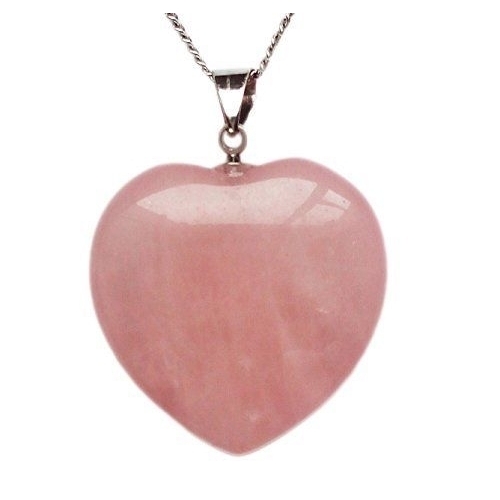 Sterling Silver Plated Stone Heart Pendant Necklace - Rose