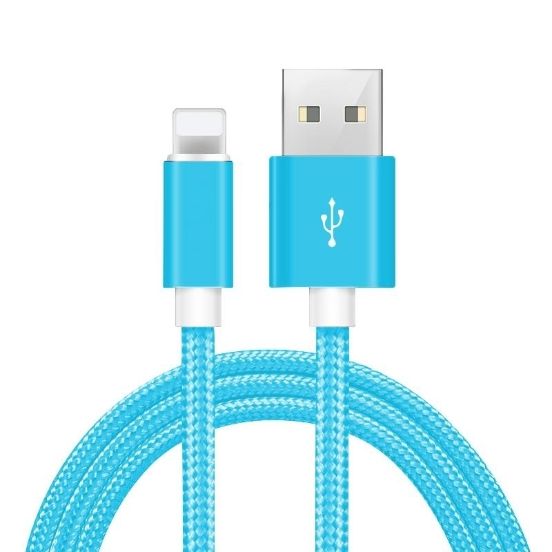 3-Pack: 10-ft. Durable Braided USB Charger Cord Cable For Apple IPhone 6, 7, 8 - Blue