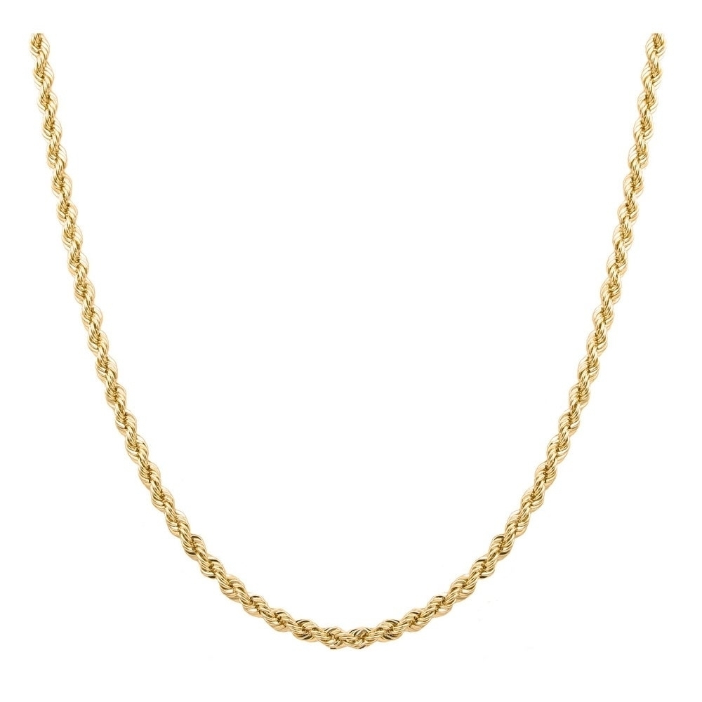 Solid Italian Diamond Cut Gold Sterling Silver Rope Chain In Sterling Silver - Size 22