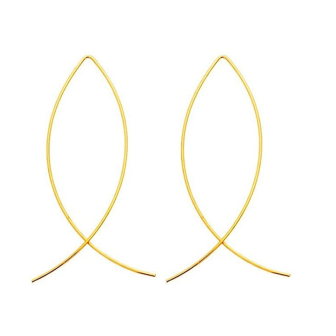 Women's 18K Gold Plated Hoop Fish Hooks Earrings - Gold