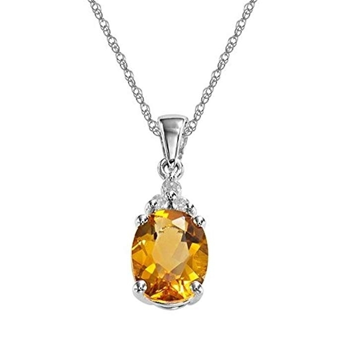 18K White Gold Plated Oval CZ Drop Pendant Necklace - Yellow