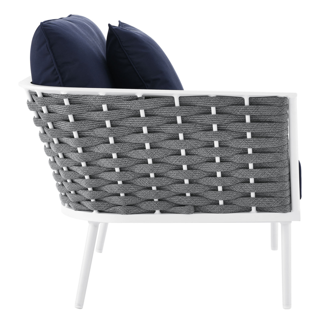 Stance Outdoor Patio Aluminum Left-Facing Armchair, White Navy