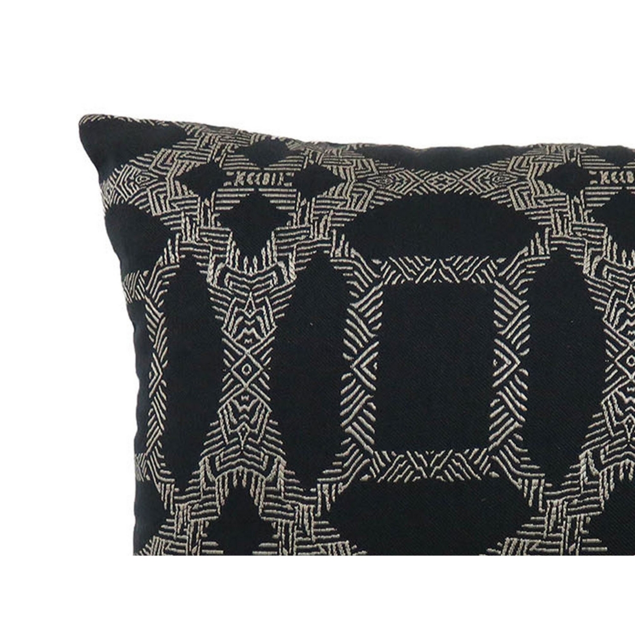 18 Inch Throw Pillow, Set Of 2, Embriored Geometric Pattern, Black, Gray