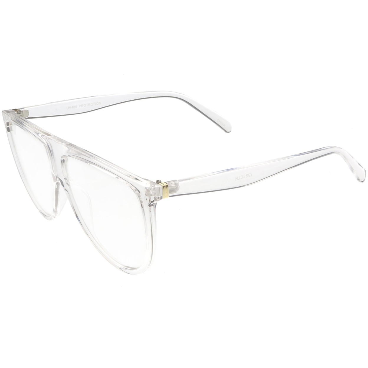 Oversize Bold Flat Top Aviator Eyeglasses With Clear Lens 60mm - Clear / Clear