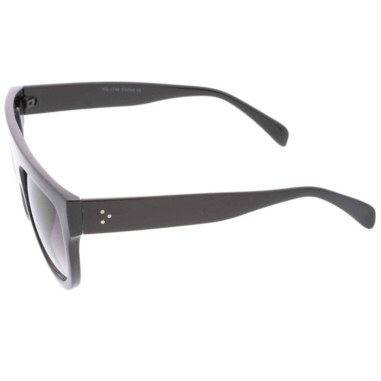 Oversize Horn Rimmed Wide Temple Flat Top Aviator Sunglasses 57mm - Black Tortoise Fade / Amber