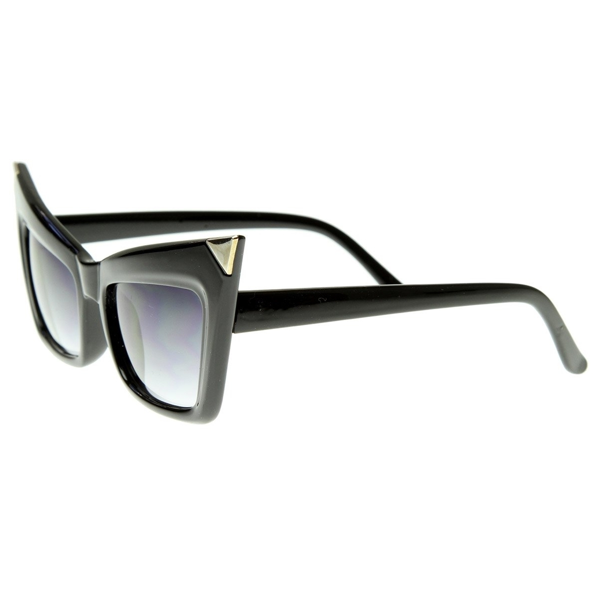 Super Cateye NYC Designer Inspired Fashion Cat Eye Sharp High-Pointed Sunglasses - Black Gold