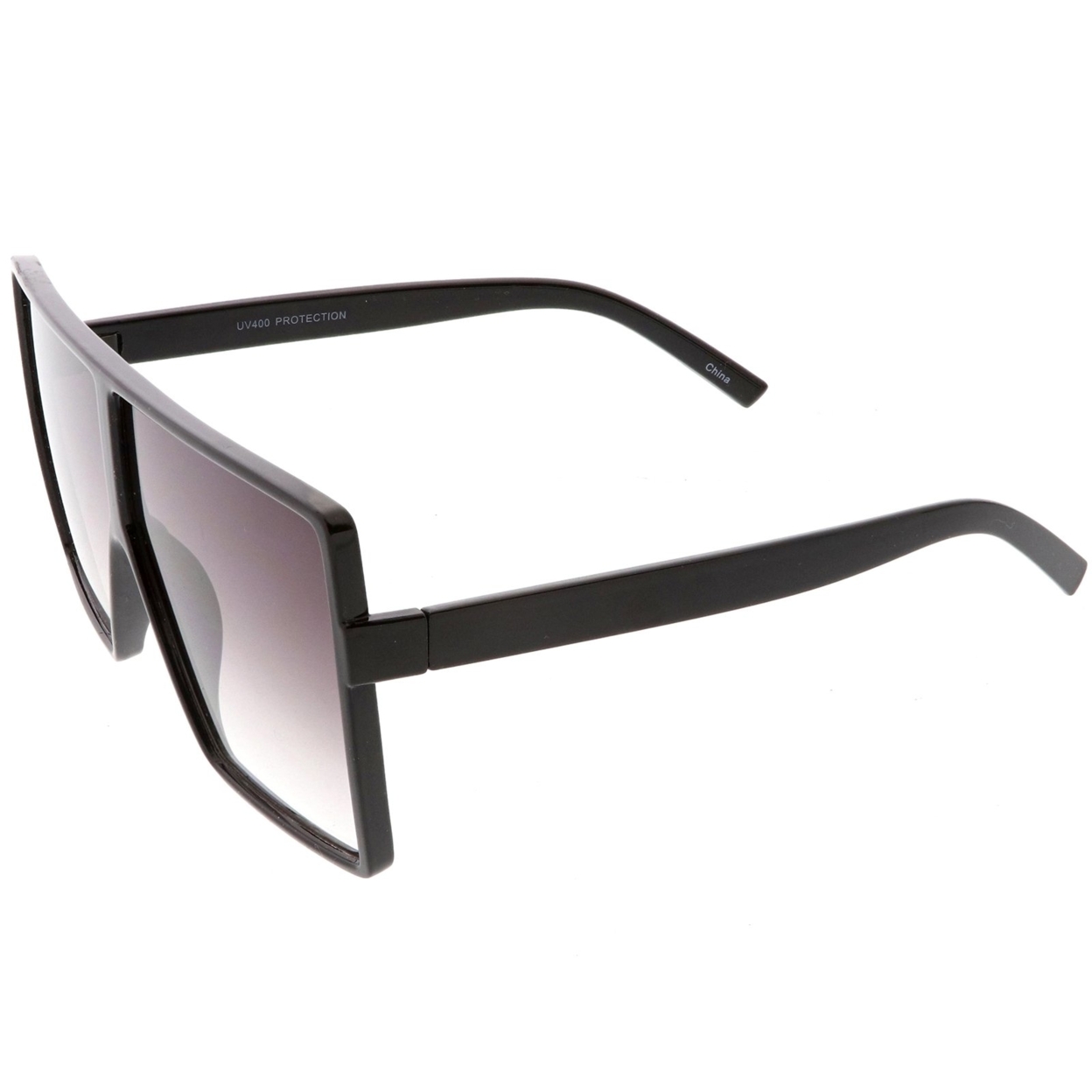 Super Oversize Square Sunglasses Flat Top Neutral Color Flat Lens 69mm - Black / Lavender