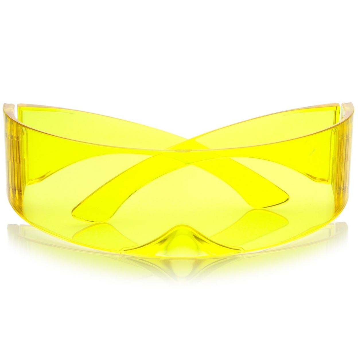 Futuristic Shield Sunglasses Wide Arms Color Tinted Mono Lens 75mm - Yellow