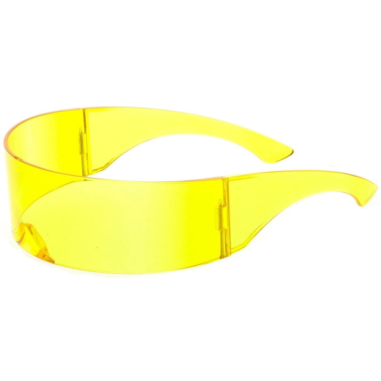 Futuristic Shield Sunglasses Wide Arms Color Tinted Mono Lens 75mm - Blue