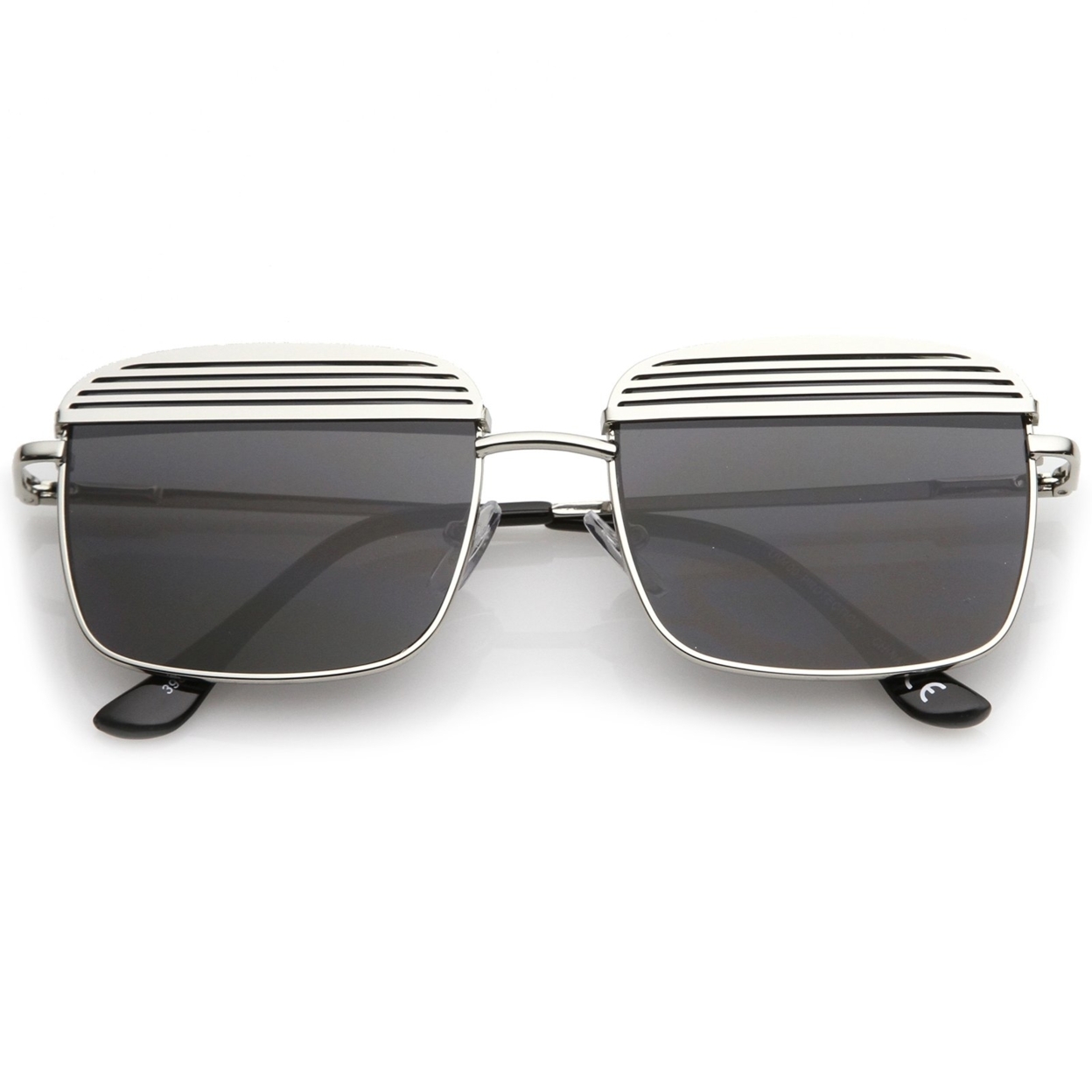 Modern Ultra Slim Arms Metal Cover Super Flat Lens Square Sunglasses 53mm - Matte Black / Smoke