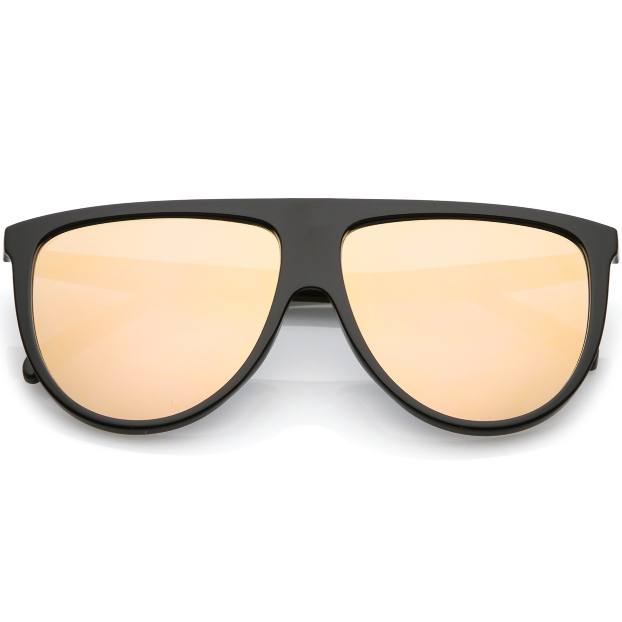 Oversize Modern Aviator Sunglasses Flat Top Color Mirrored Lens 59mm - Black / Pink Mirror