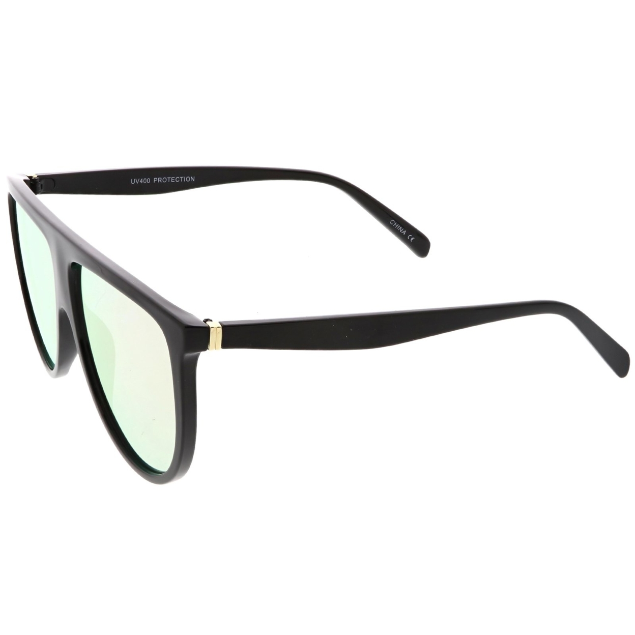 Oversize Modern Aviator Sunglasses Flat Top Color Mirrored Lens 59mm - Black / Blue Mirror