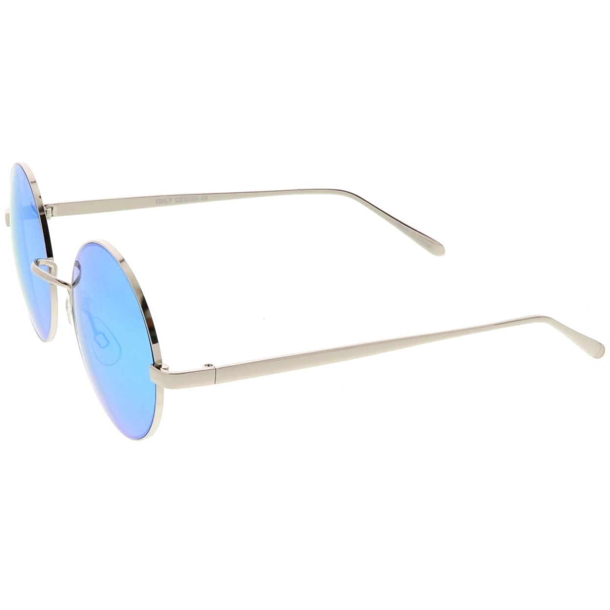 Premium Retro Round Sunglasses With Metal Frame Slim Arms Colored Mirror Lens 52mm - Gold / Orange Mirror