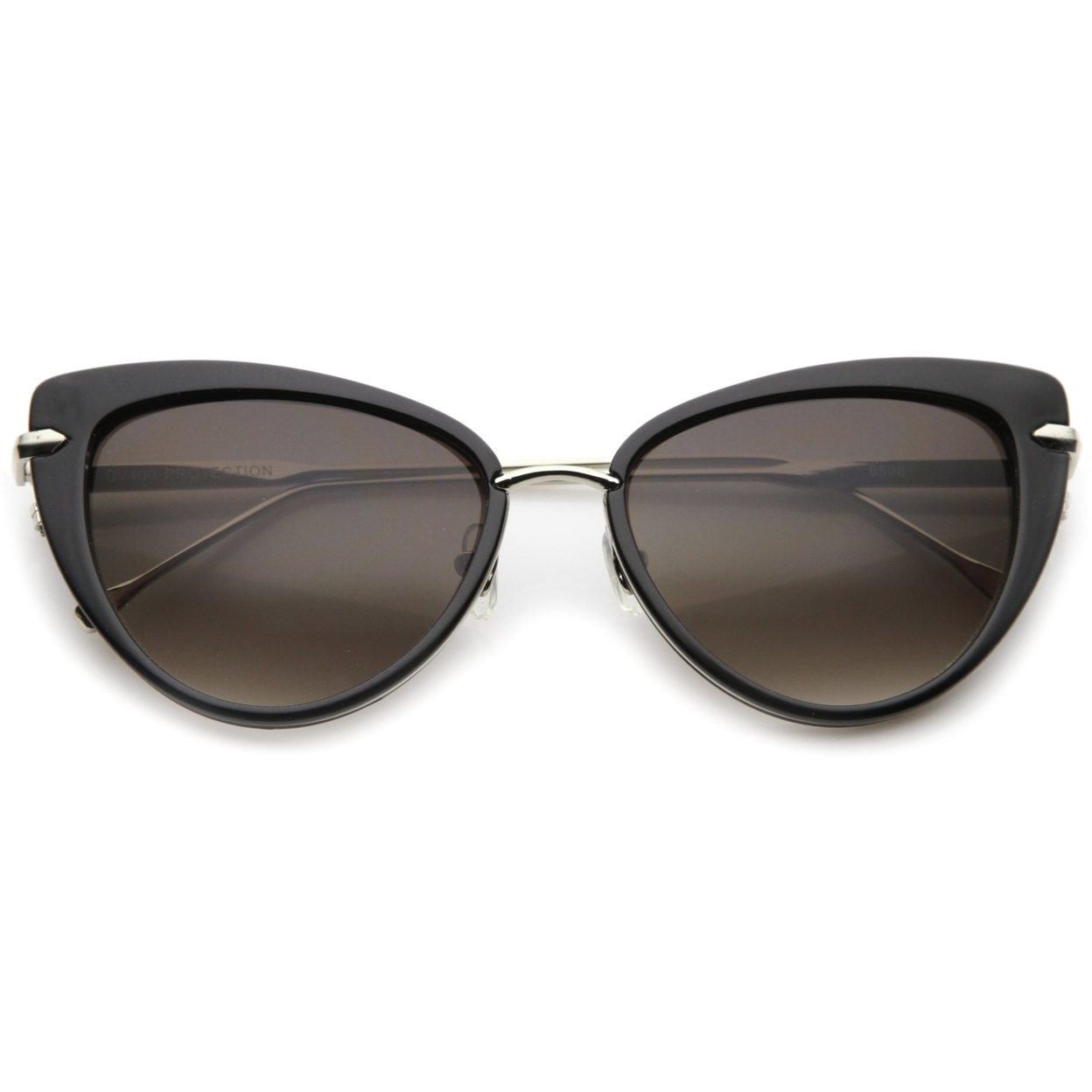 Women's Glam High Fashion Ultra Thin Metal Temple Cat Eye Sunglasses 55mm - Brown-Tortoise / Amber