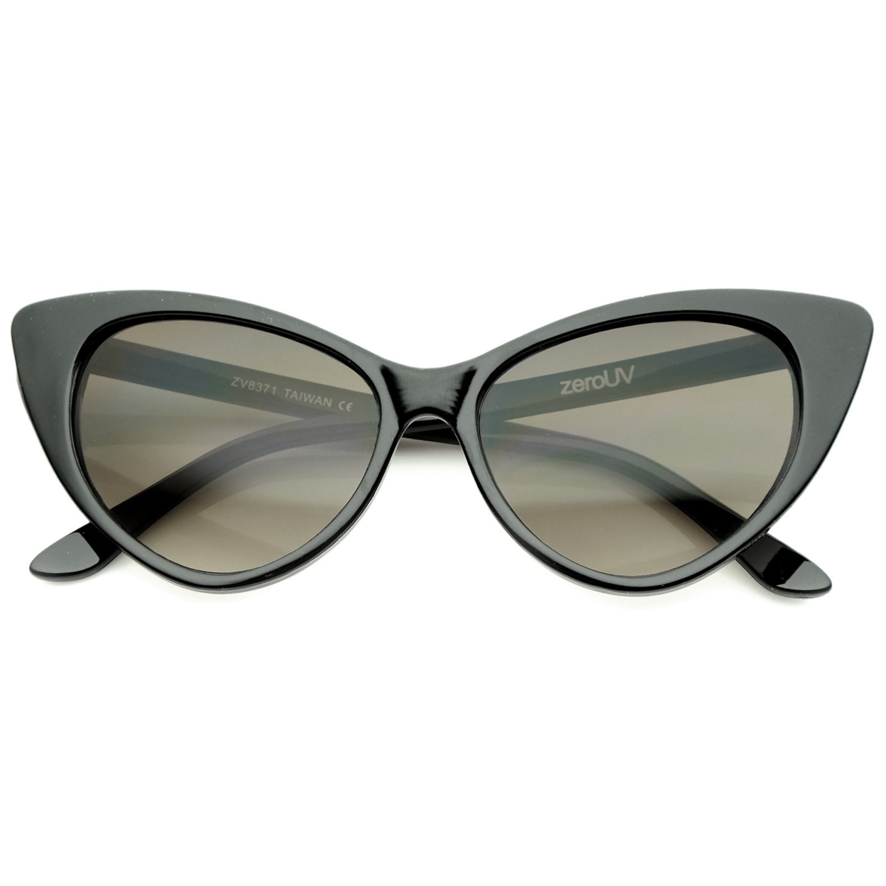 Women's Retro Oversized High Point Cat Eye Sunglasses 55mm - Black-Fade / Smoke Gradient