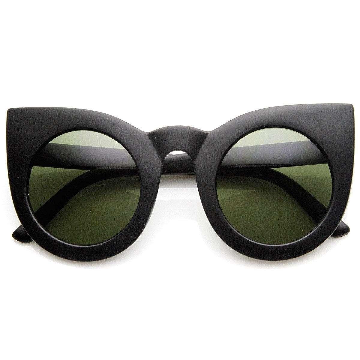 Womens Oversized Bold Rim Round Cateye Sunglasses - Tortoise Amber