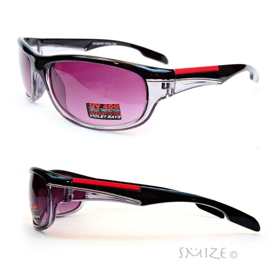 Black Red Sport Design Square Plastic Frame UV400 Unisex Sunglasses - Black/Brown