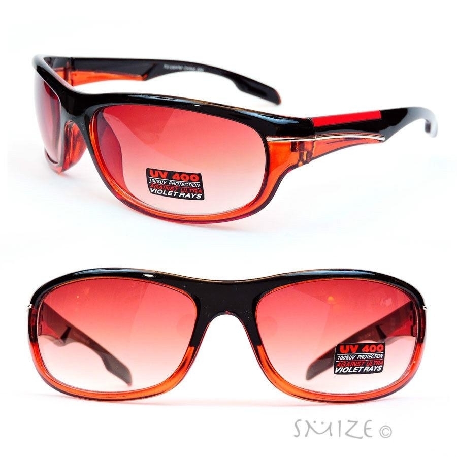 Black Red Sport Design Square Plastic Frame UV400 Unisex Sunglasses - Black/Brown