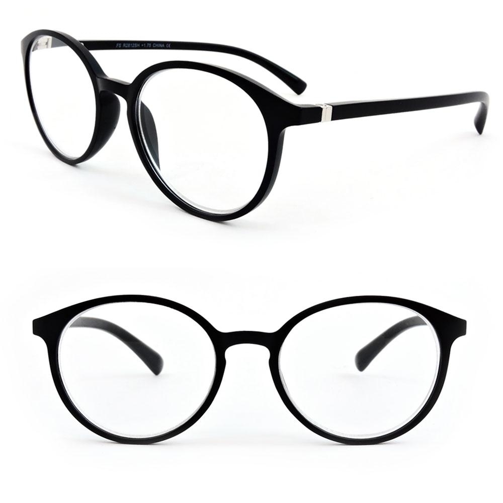 Matte Finish Classic Round Frame Geek Retro Style Light Weight Spring Hinges Reading Glasses - +1.00