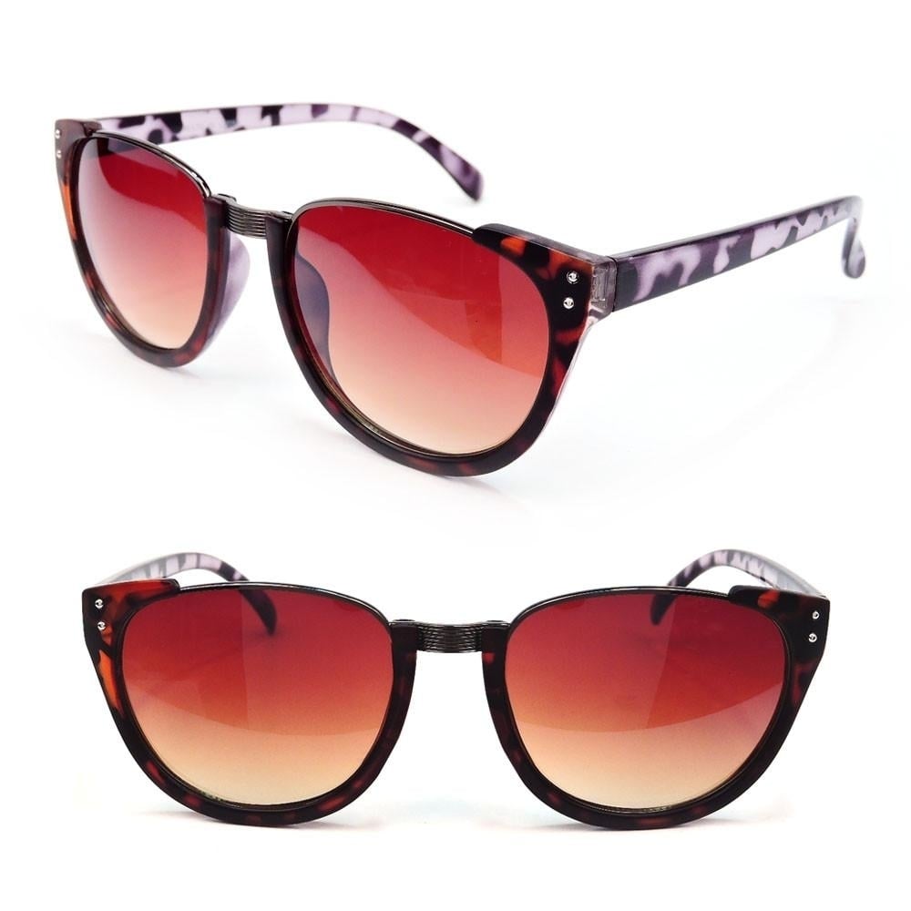 Clubmaster Semi Frame Black Tortoise Women's Fashion Sunglasses - Leopard BLK