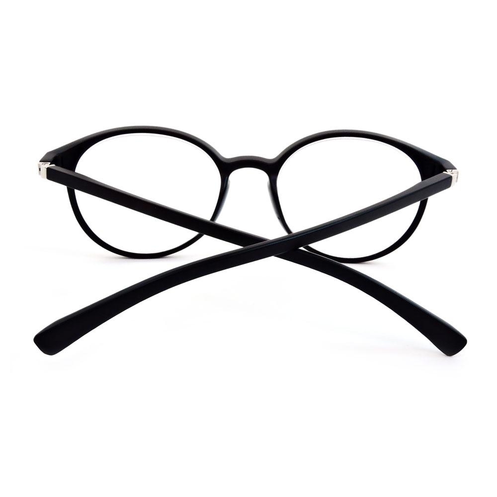 Matte Finish Classic Round Frame Geek Retro Style Light Weight Spring Hinges Reading Glasses - +3.25