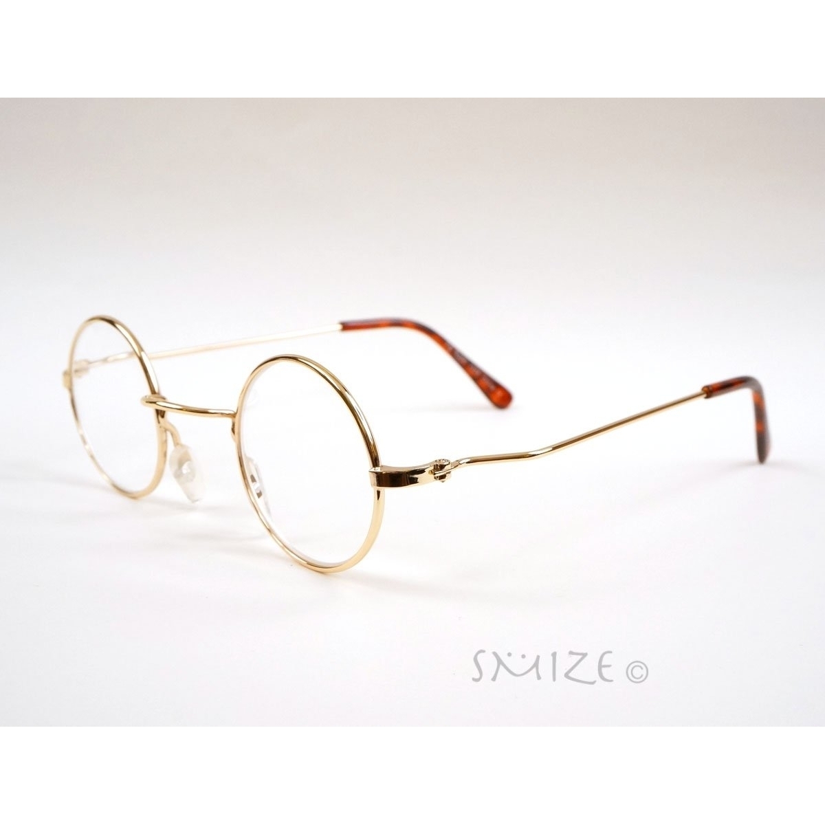 Lennon Style Round Metal Reading Glasses Black Gold Small Size Readers - Gold, +1.00