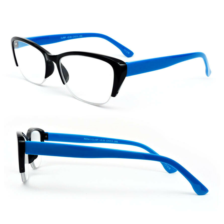 Cat Eye Two Tone Frame Fashionable Women's Reading Glasses - Blue, +2.00