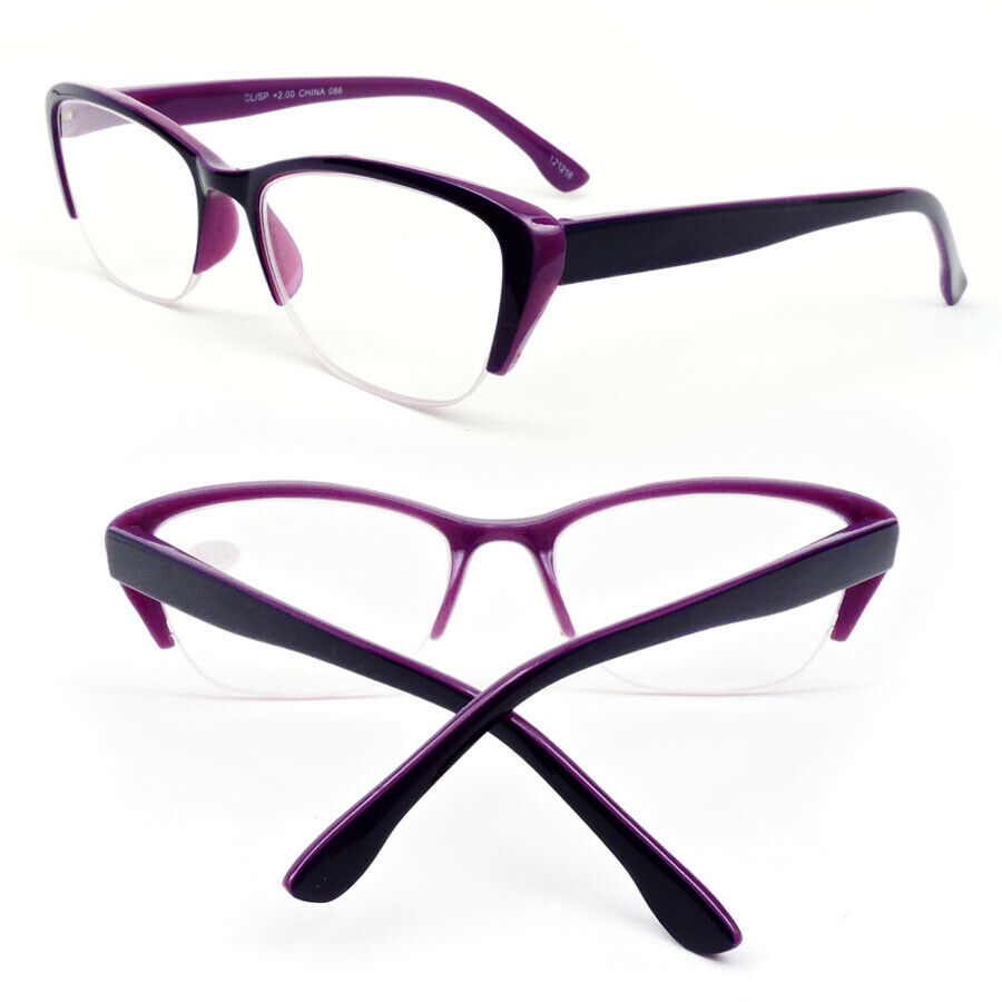 Cat Eye Two Tone Frame Fashionable Women's Reading Glasses - Purple, +2.50