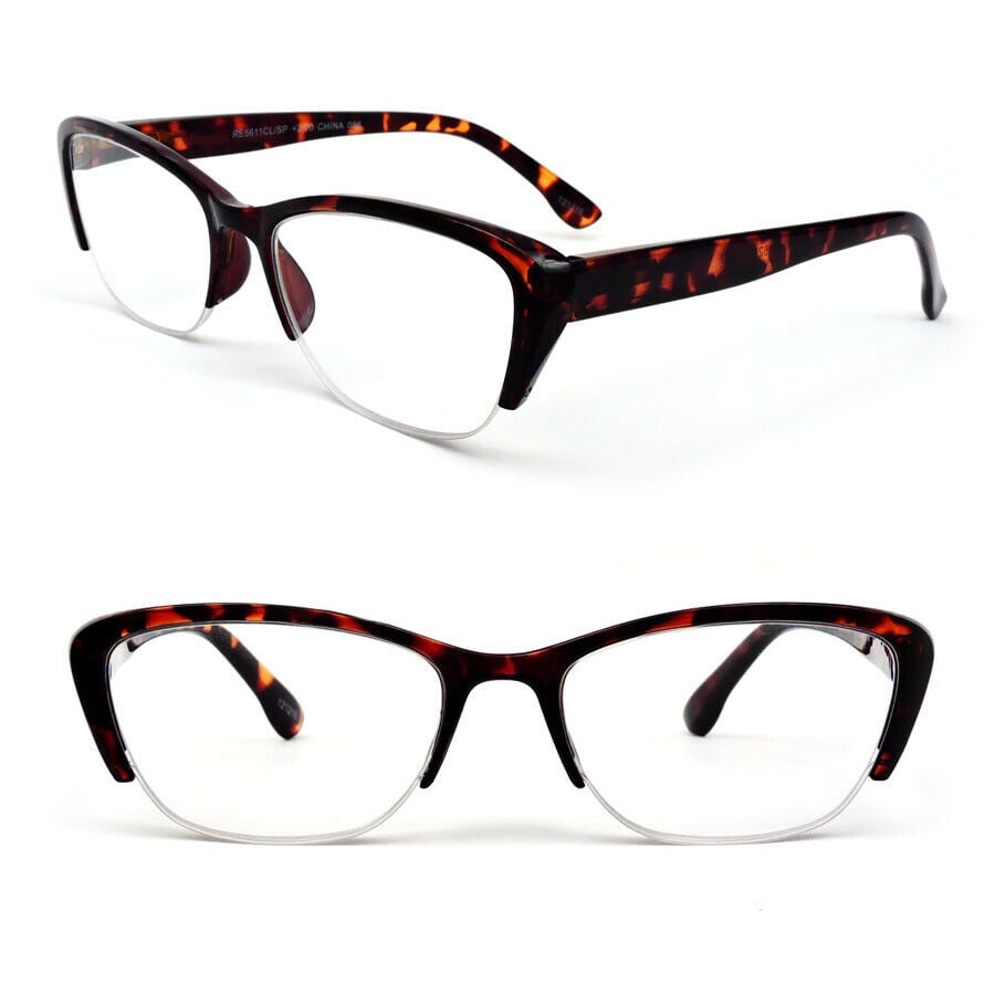 Cat Eye Two Tone Frame Fashionable Women's Reading Glasses - Tortoise, +2.00