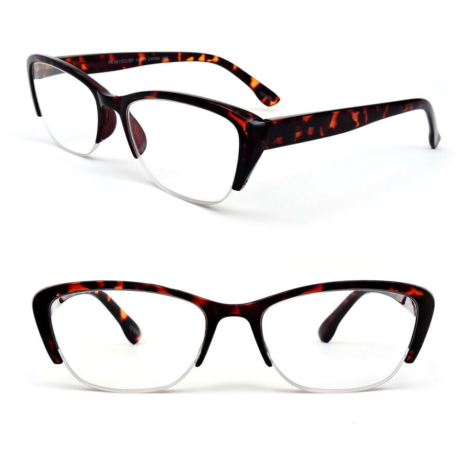 Cat Eye Two Tone Frame Fashionable Women's Reading Glasses - Tortoise, +2.50
