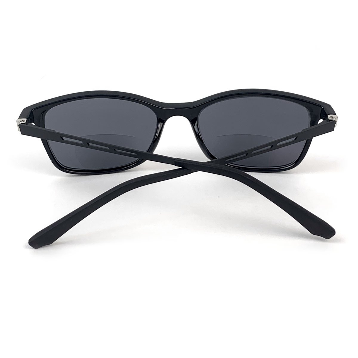 Bifocal Sun Readers Classic Frame Geek Retro Style Reading Sunglasses - Black, +3.00