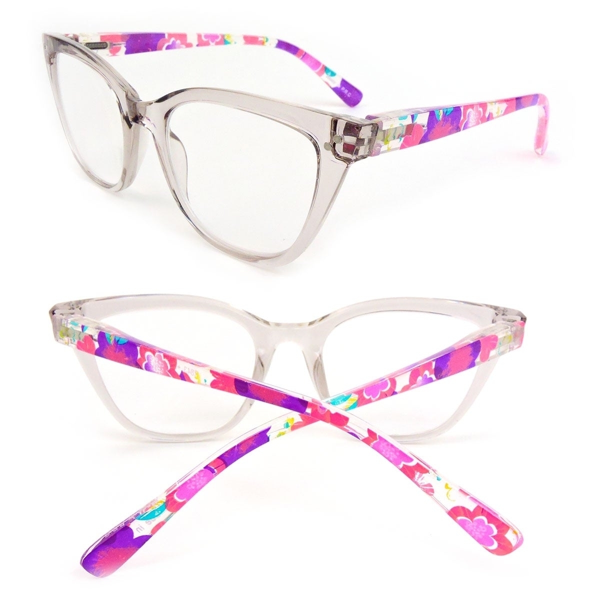 Oversized Cat Eye Frame Spring Hinges Women's Reading Glasses - Purple, +2.50