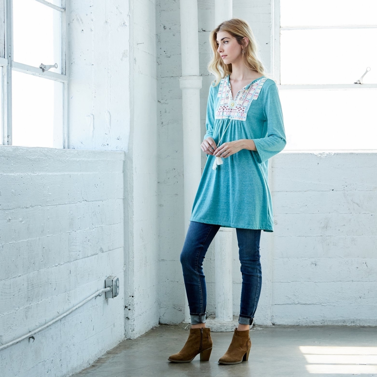 Adorn Me Tunic Top - Teal, Small (2-6)