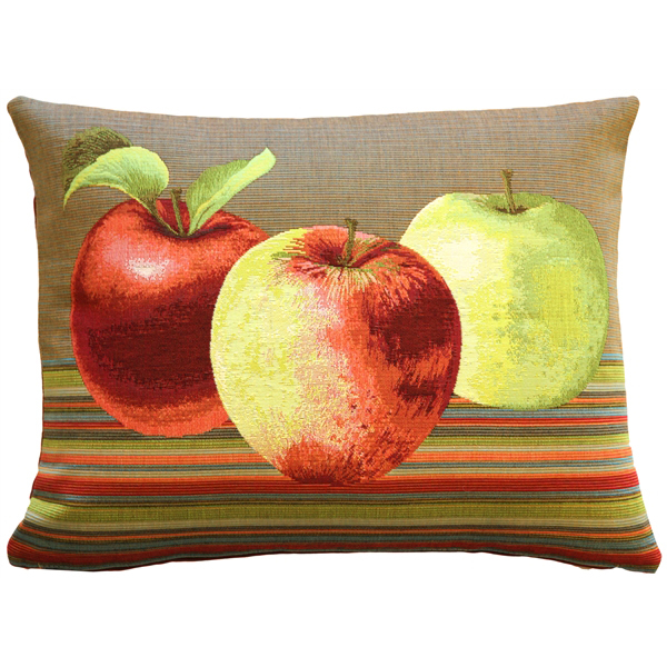 Pillow Decor - Fresh Apples On Brown Rectangular Throw Pillow