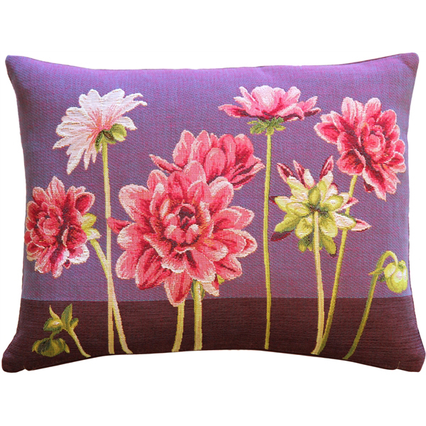 Pillow Decor - Pink Dahlias Rectangular Tapestry Throw Pillow